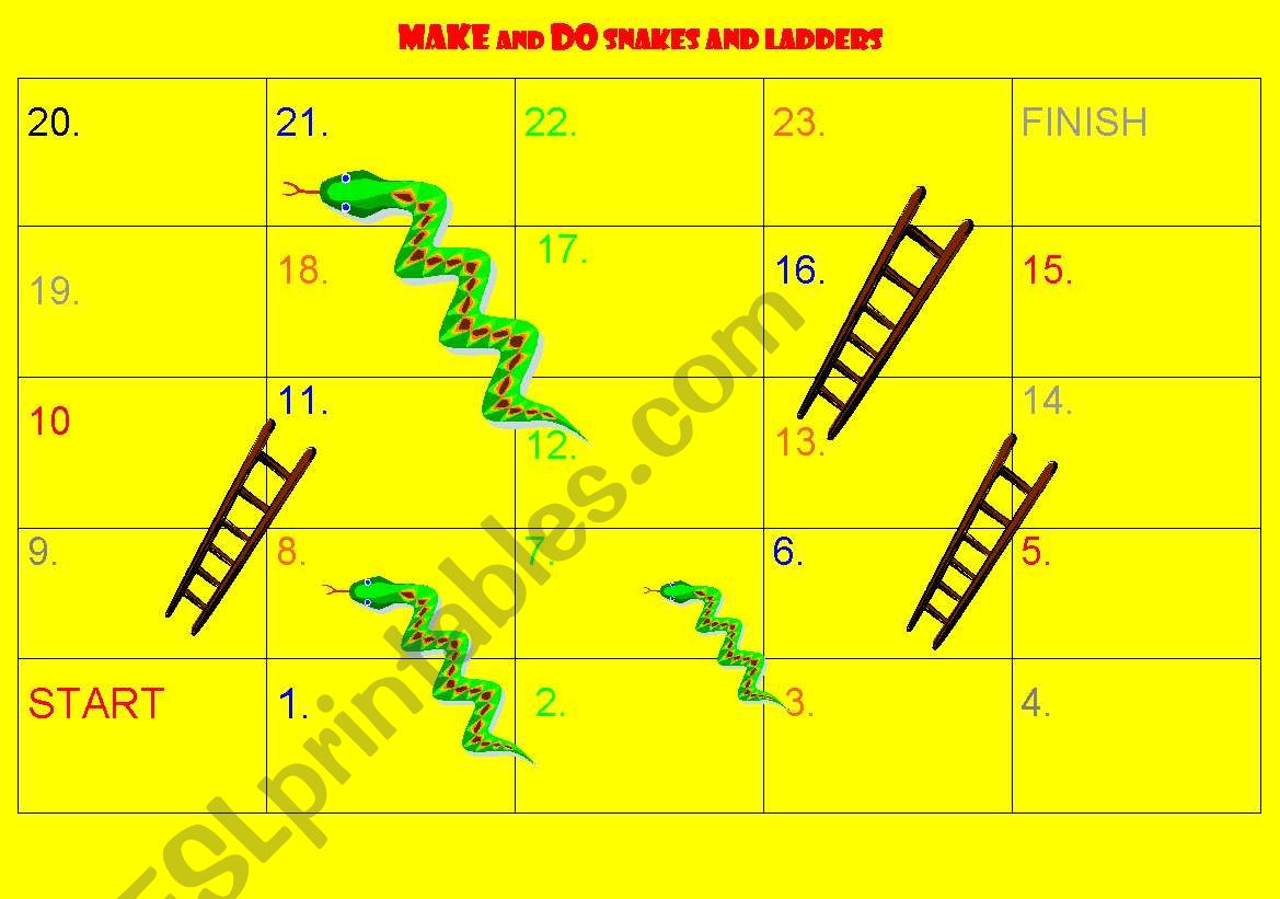 MAKE and DO Snakes and Ladders with 36 cards