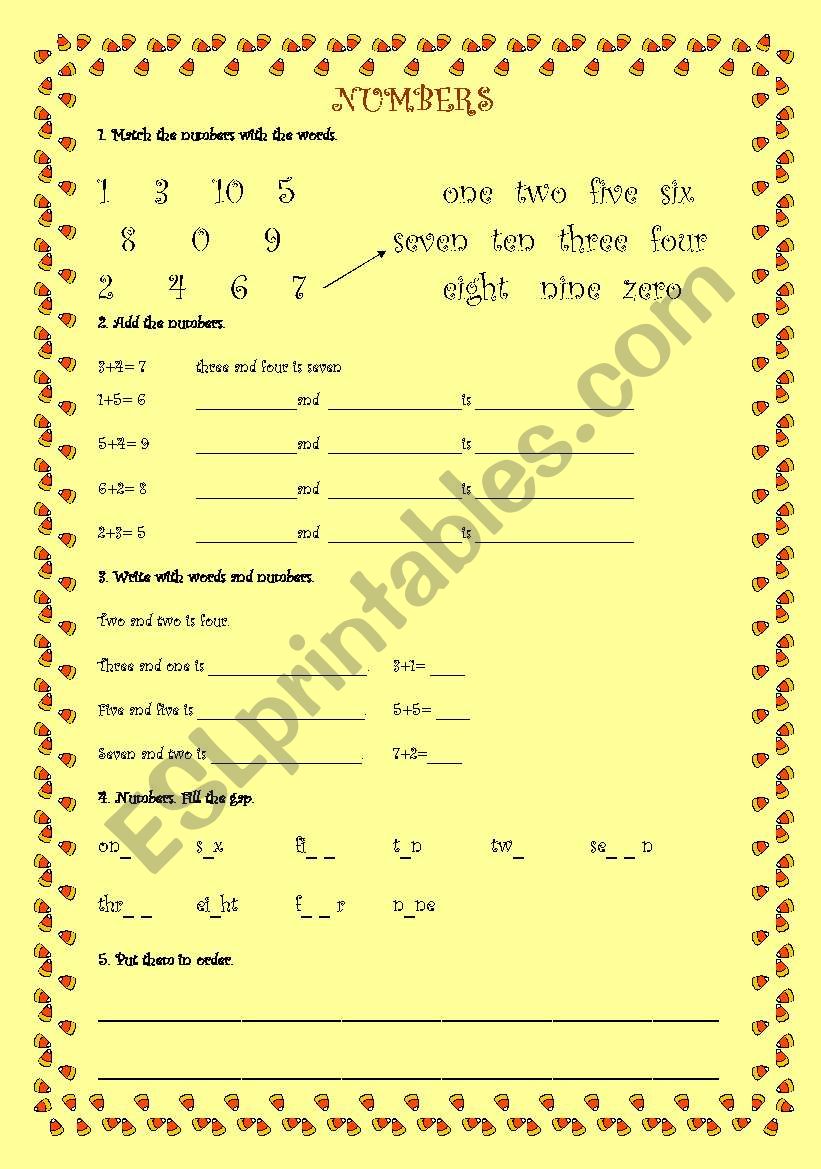 Numbers (0-10) worksheet