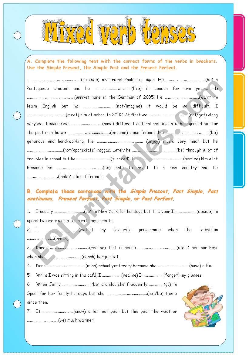 Verb series 4- mixed tenses  worksheet