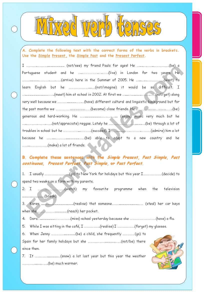 Verb series 4- mixed tenses  worksheet