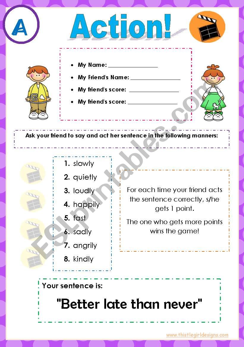 Practive the Adverbs worksheet