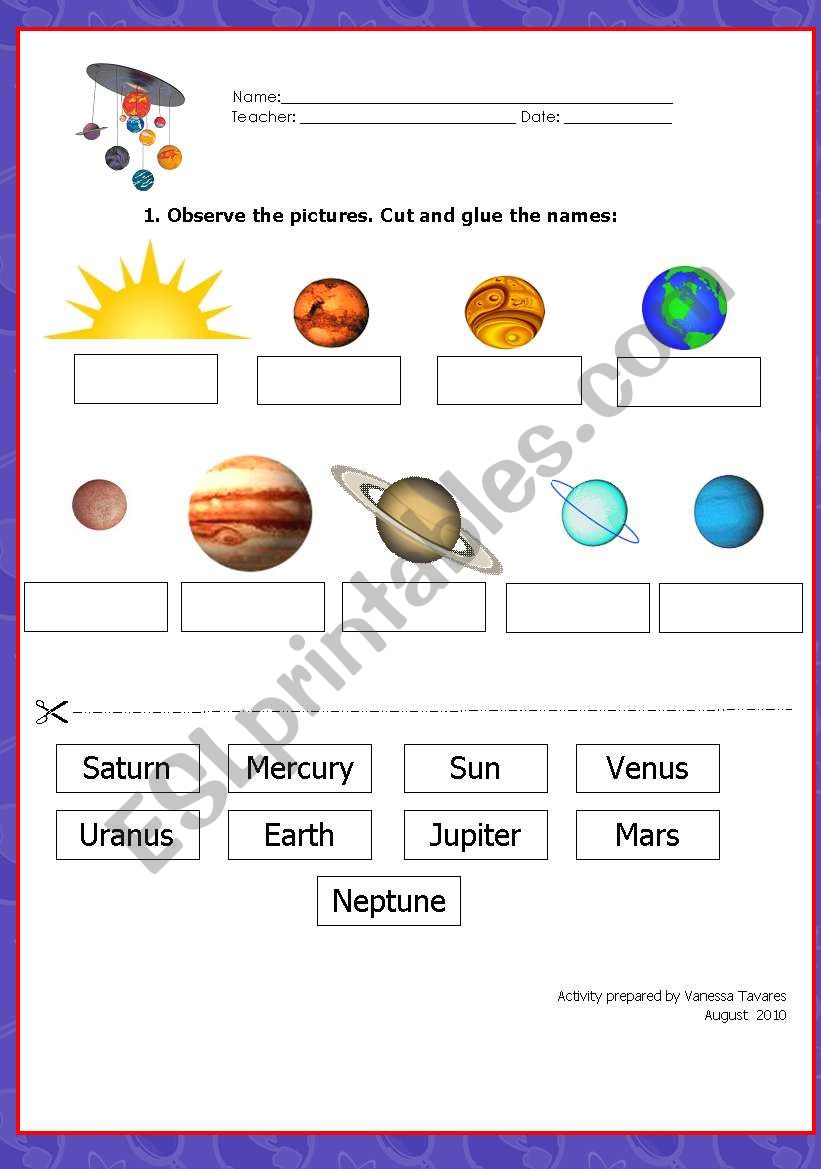 The Solar System - Cut and Glue