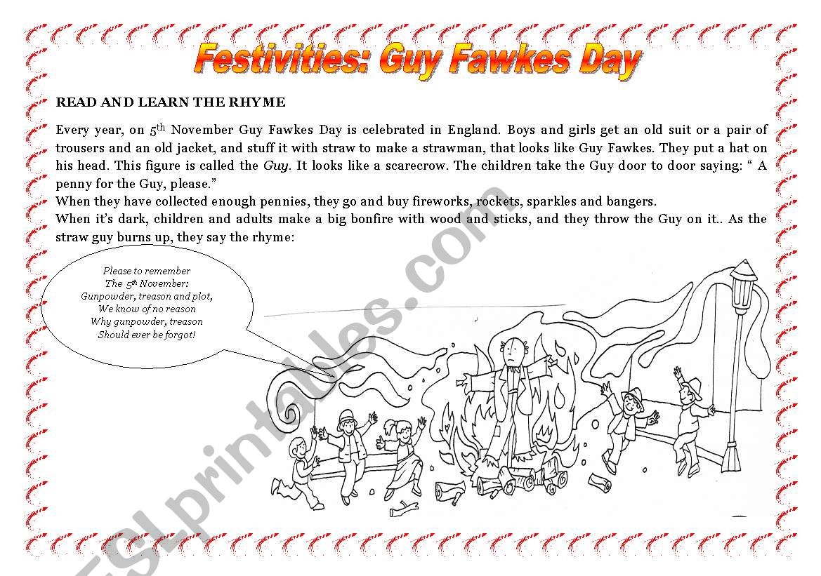 Guy Fawkes Day worksheet