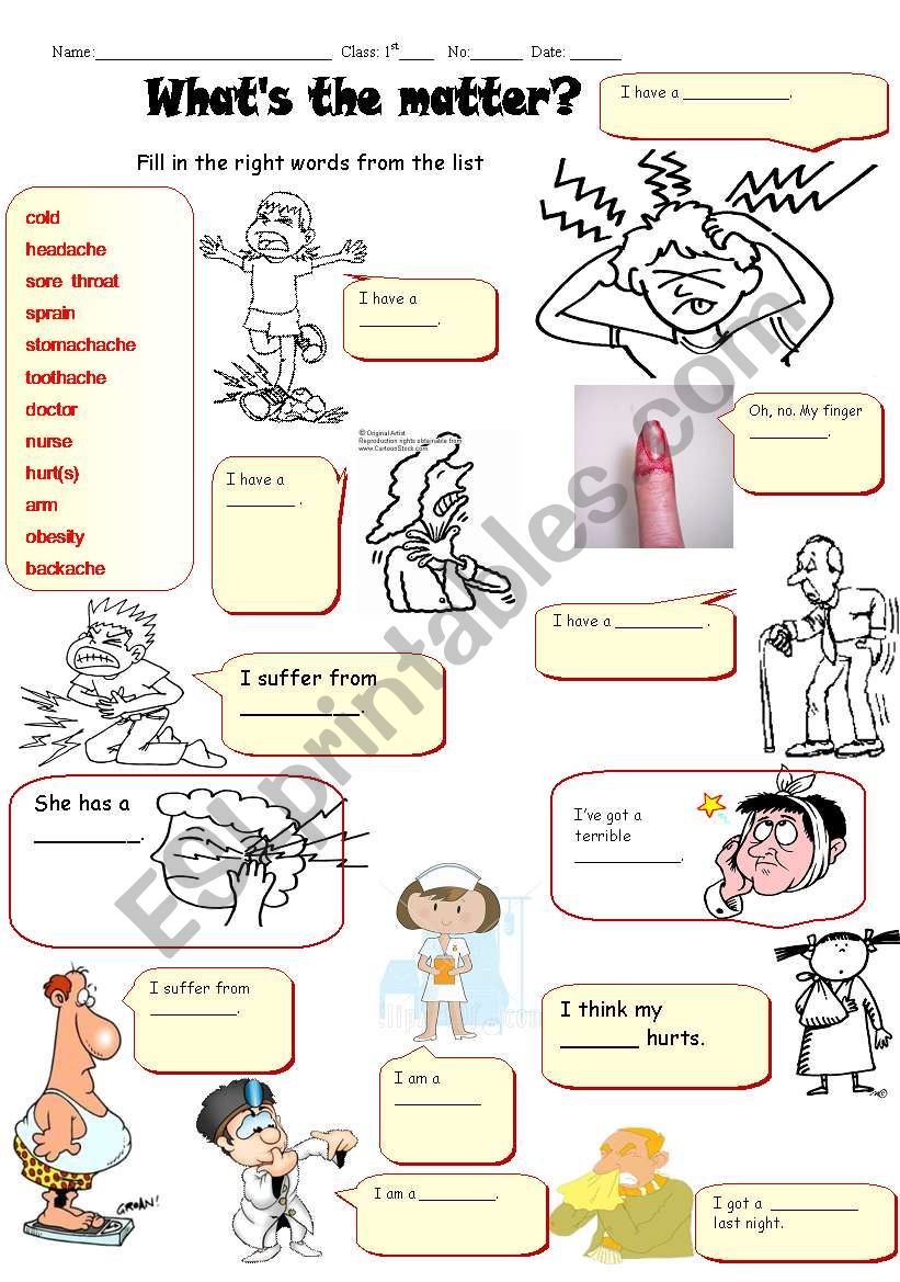 WhatÂ´s the matter? worksheet