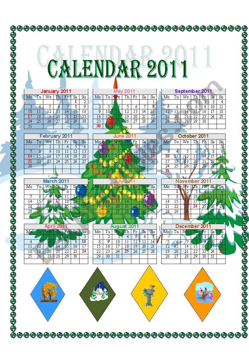 Calendar 2011 worksheet