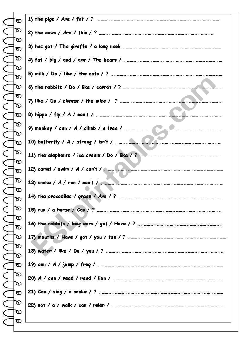 build up sentences worksheet