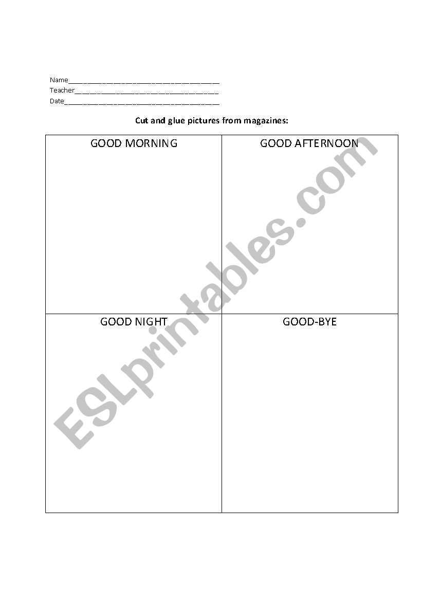 parts of the day worksheet