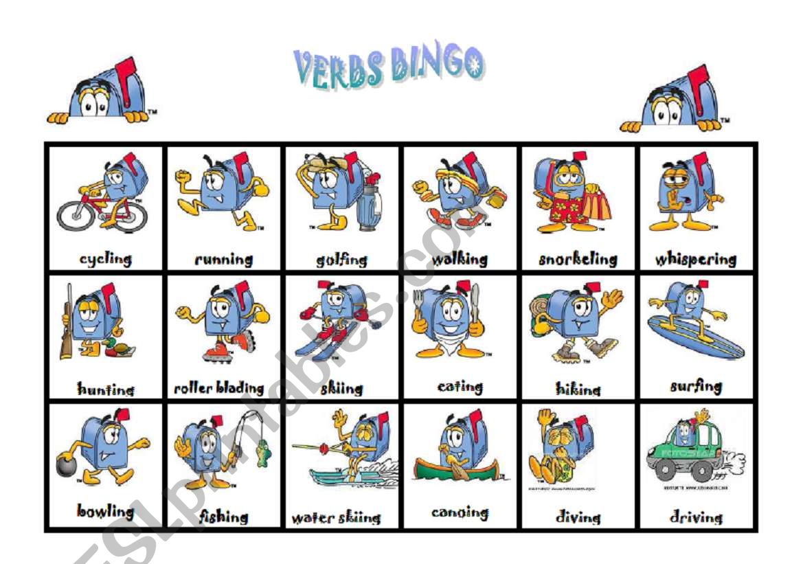 Verbs Bingo (1 of 2) worksheet