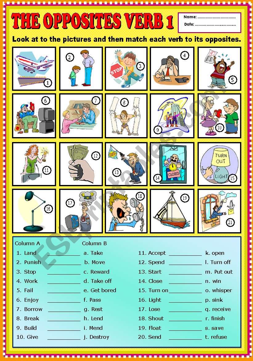 The Opposites Verb part 1 + KEY