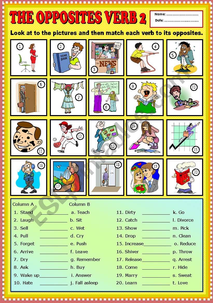 The Opposites Verb part 2 + KEY