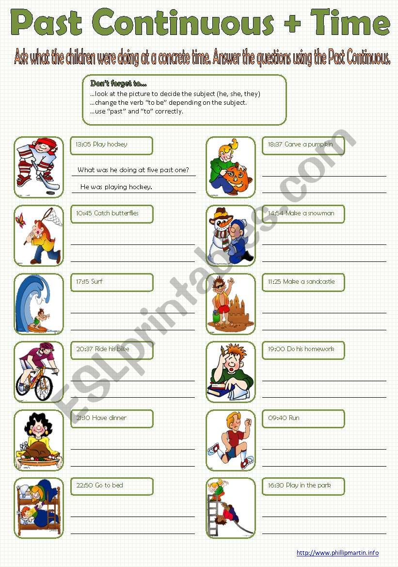 Past Continuous + Time worksheet