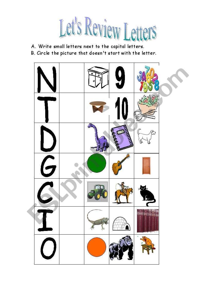 Review of ABC letters worksheet