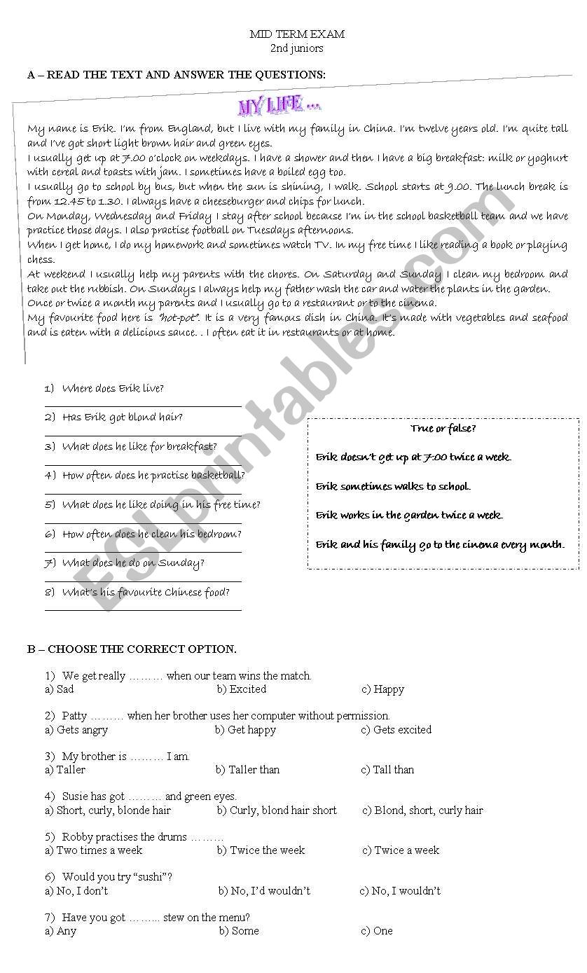 TEST worksheet