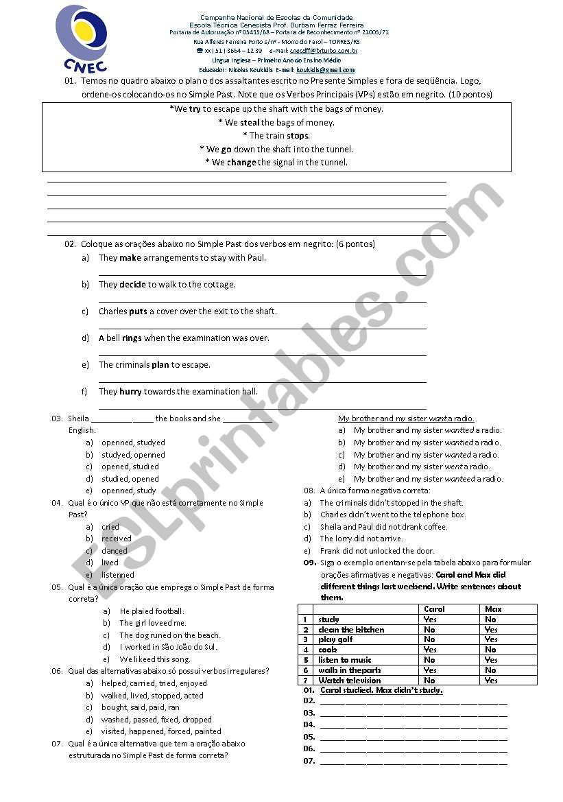 Simple Past worksheet