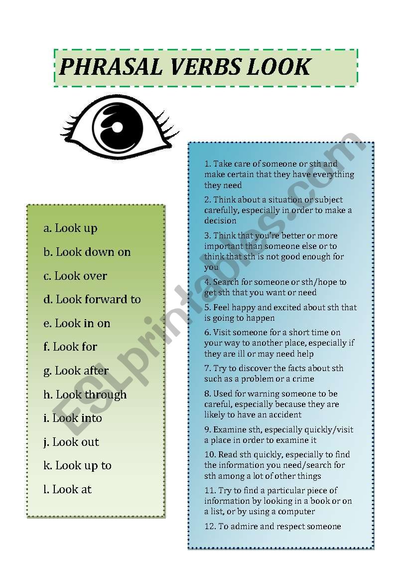 Phrasal Verbs LOOK worksheet