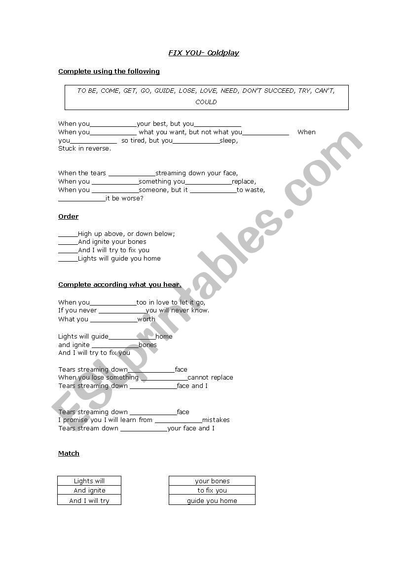 Listening  worksheet