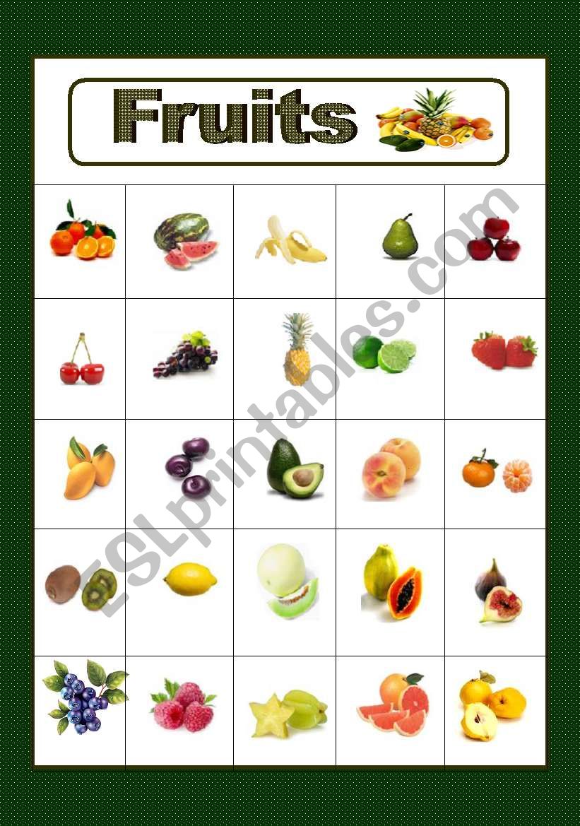 Fruits worksheet