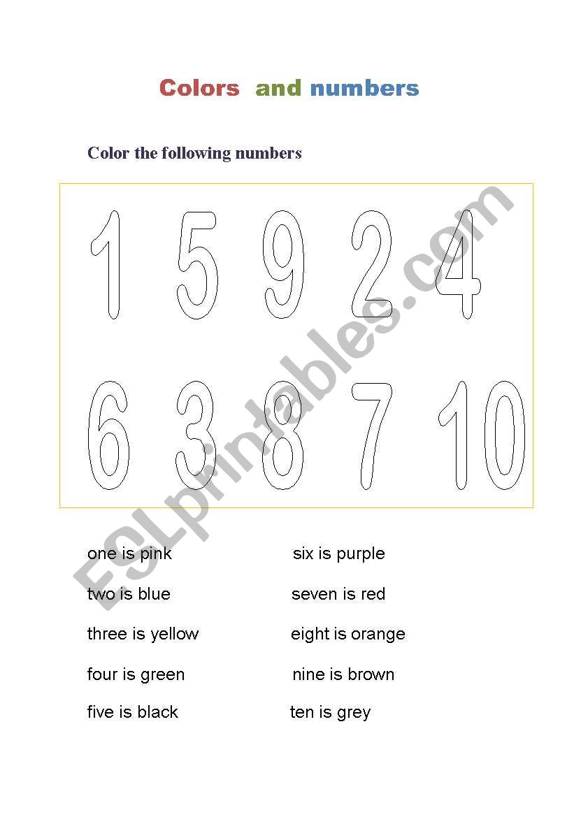 colors and numbers worksheet