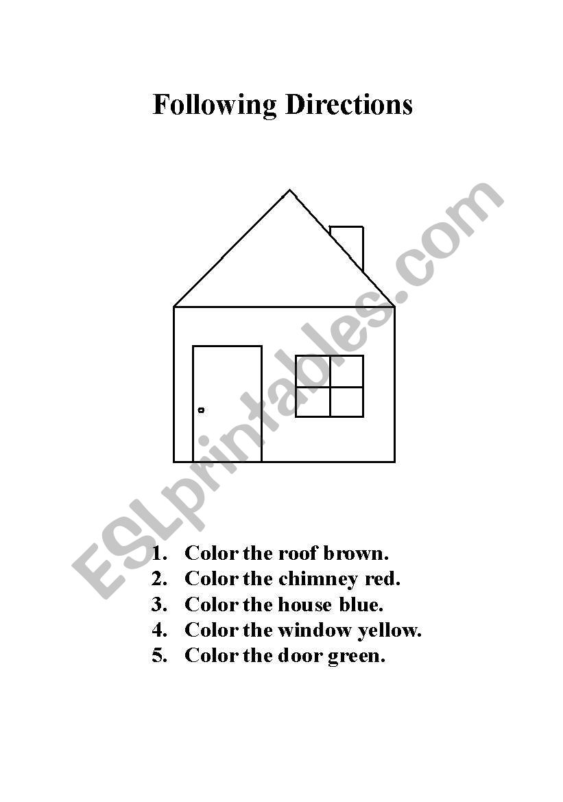 Following Directions worksheet