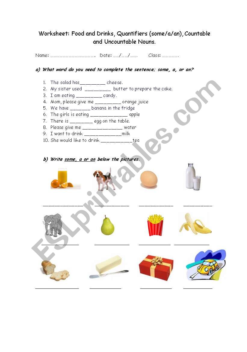 countable uncountable nouns worksheet