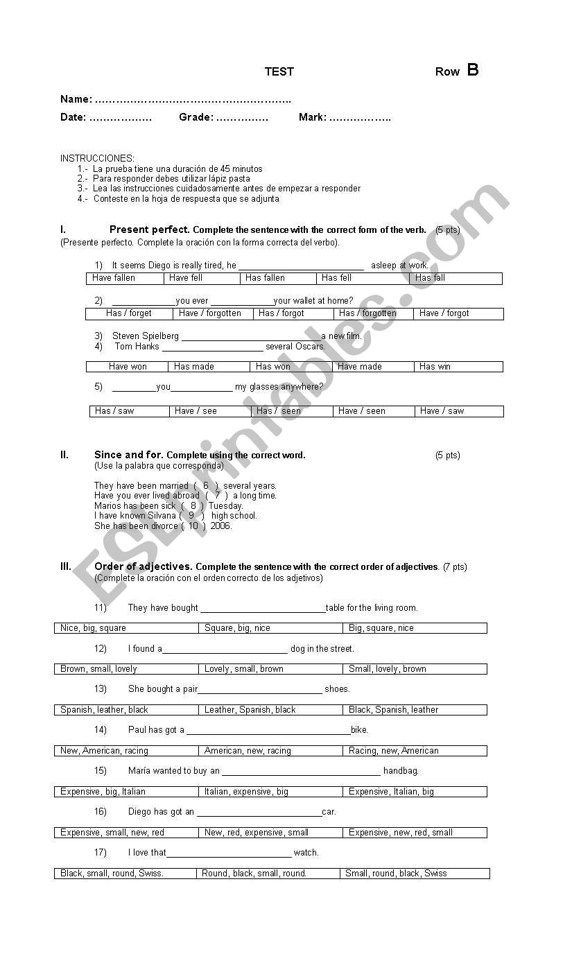 Test worksheet