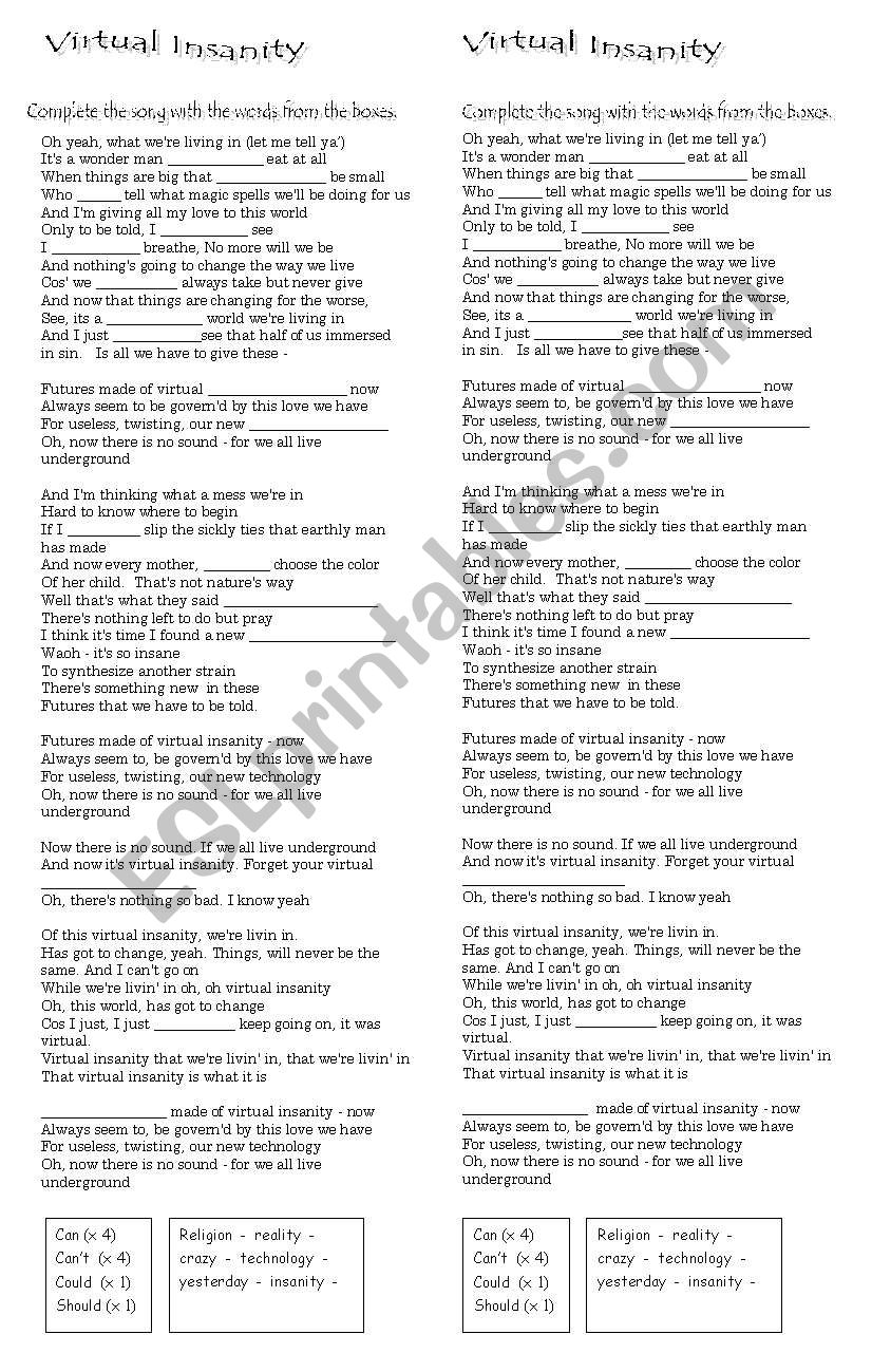 Virtual Insanity - Jamiroquai - Modal Verbs