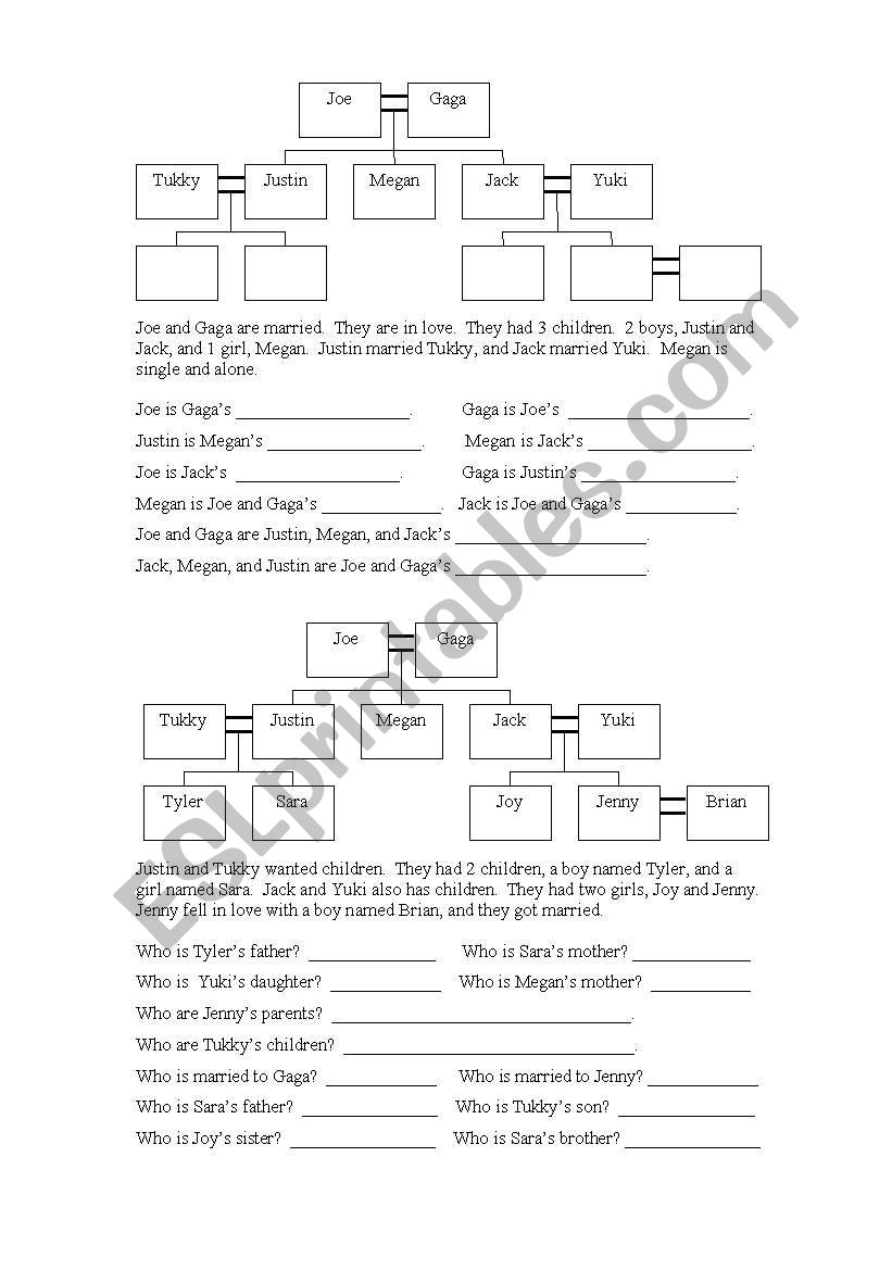 Family Tree worksheet