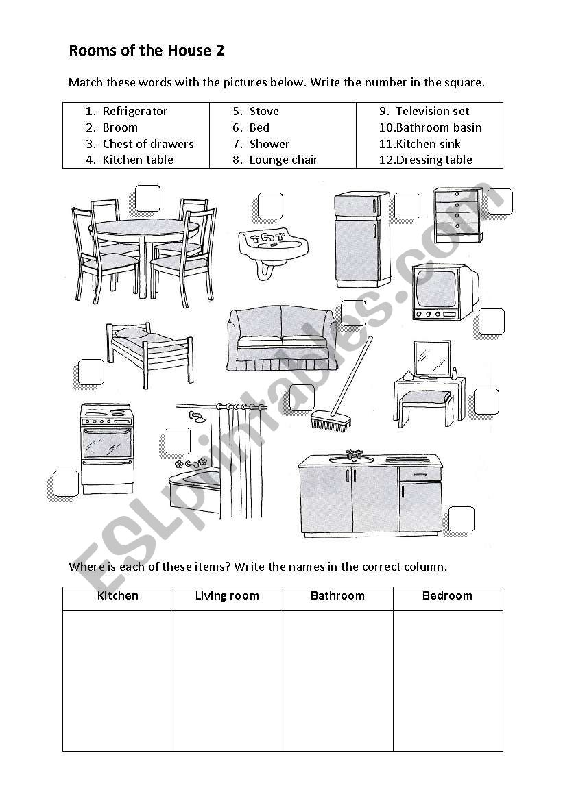 Rooms of the House 2 worksheet