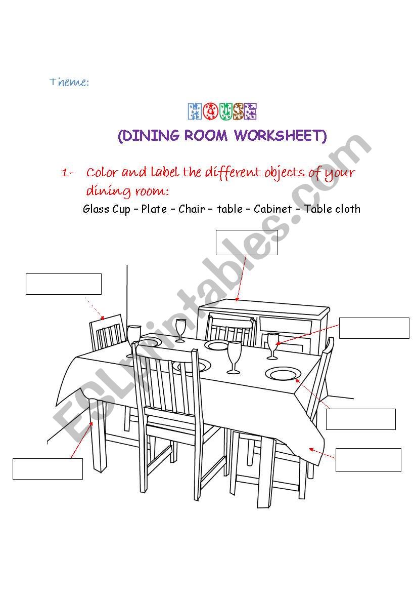 Dining room worksheet worksheet