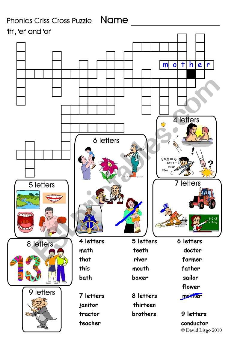 Phonics Criss Cross Puzzle: 4 versions included