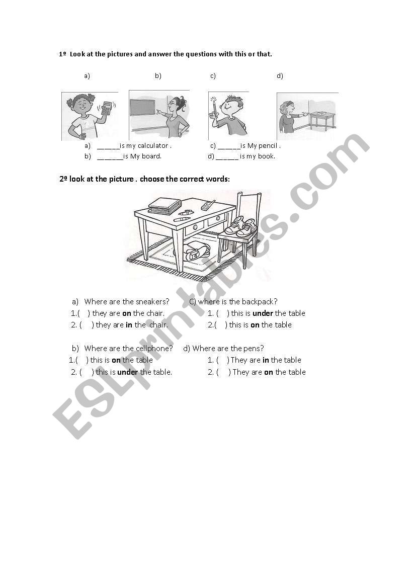 Prepositions of place - demonstrative pronouns This and That