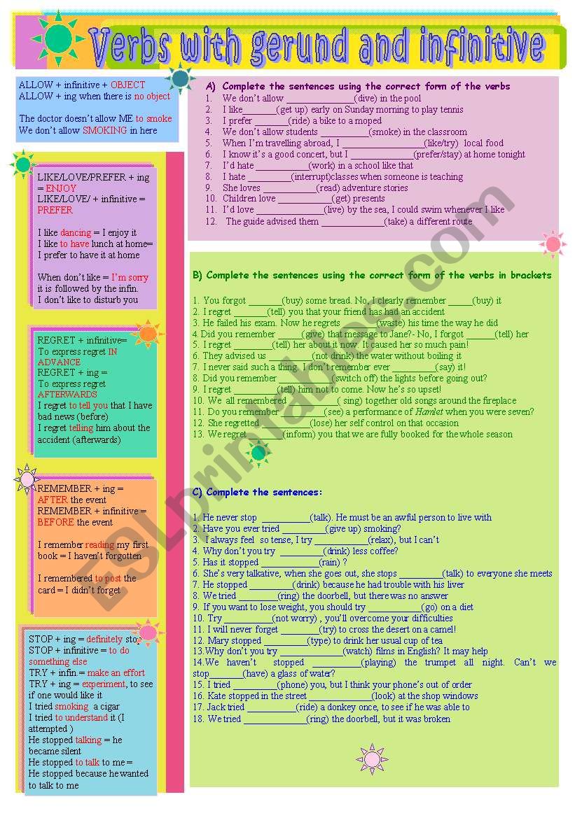 VERBS WITH GERUND AND INFINITIVE (1)