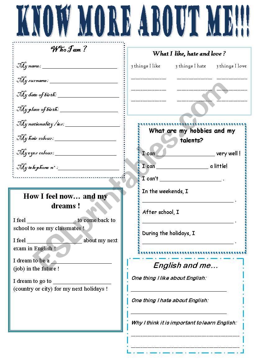 Ice breaker for first courses worksheet