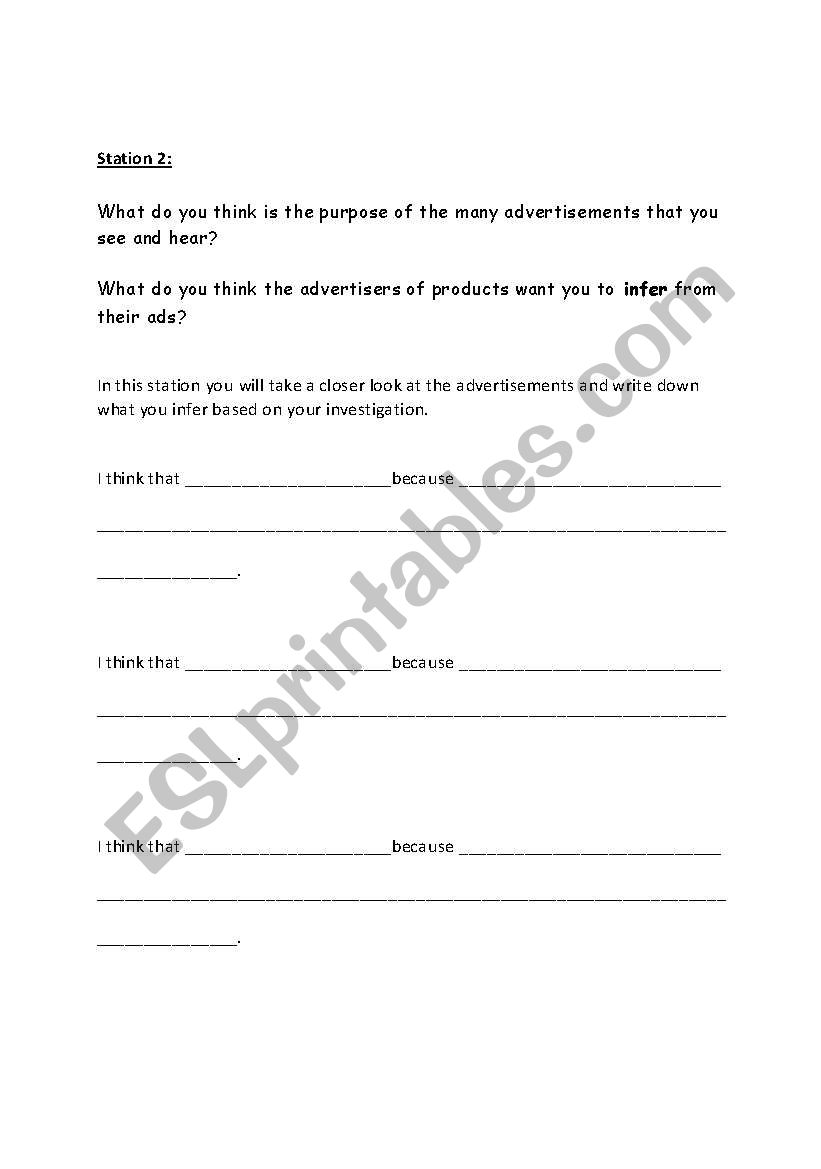 Inference Worksheet worksheet