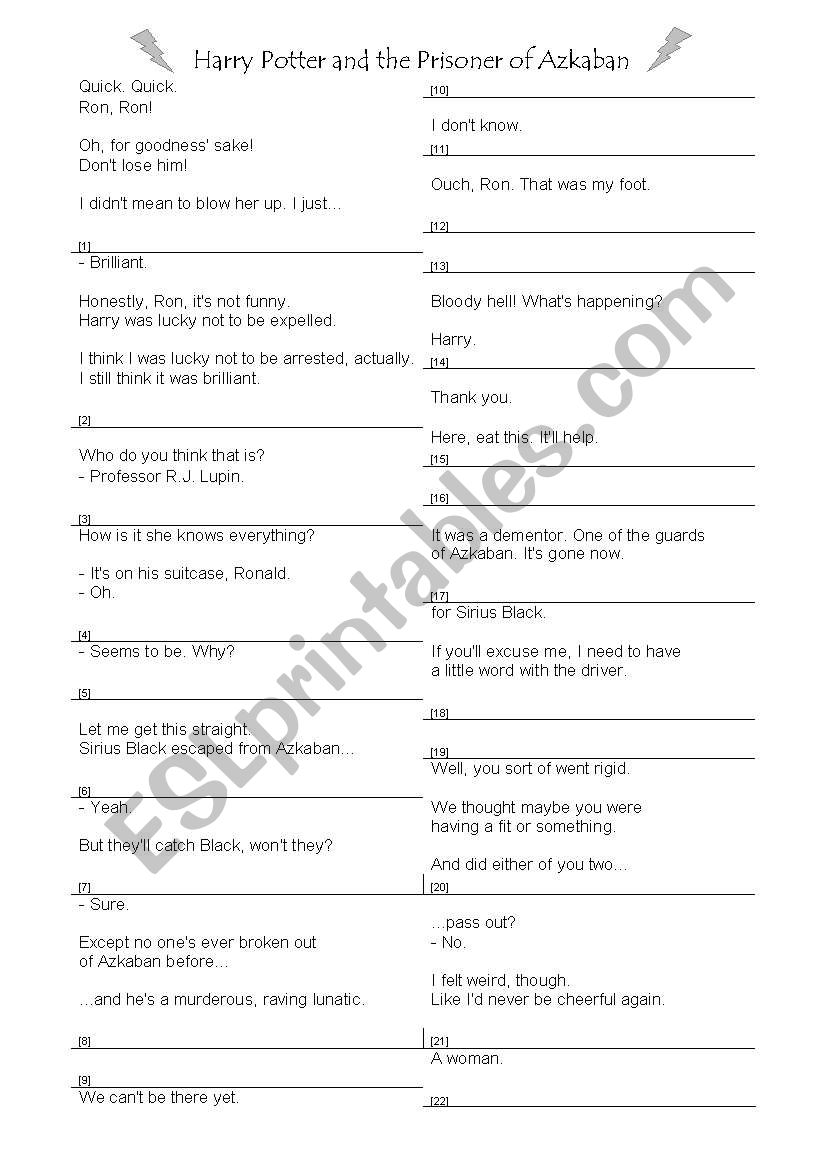 Listening - Harry Potter worksheet