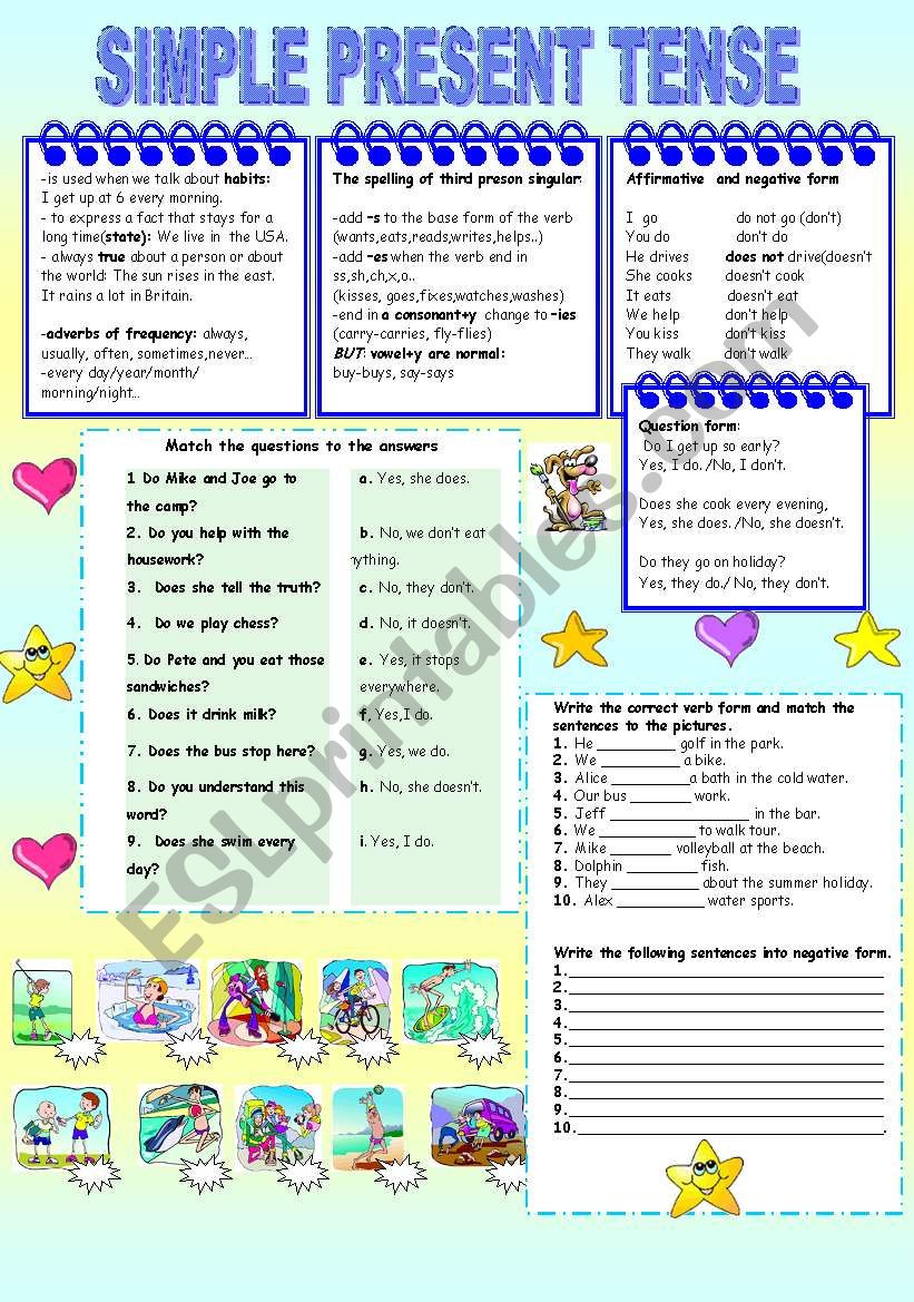 Present simple tense worksheet