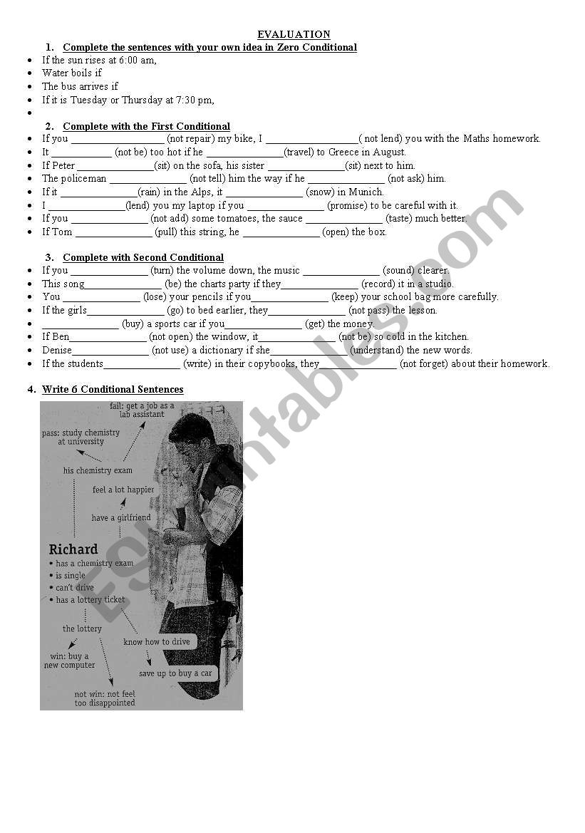 Conditionals Test worksheet