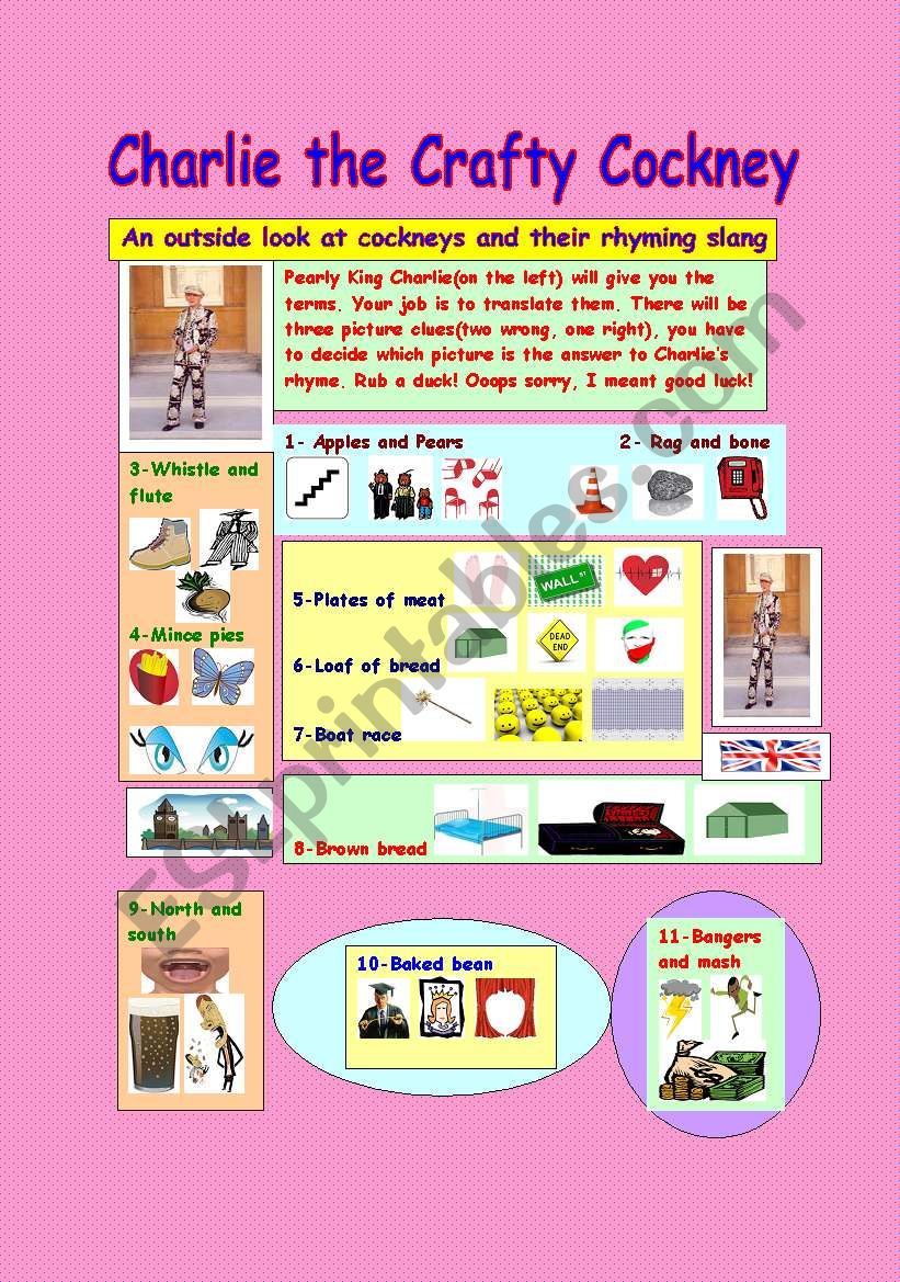 Charlie the Crafty Cockney worksheet