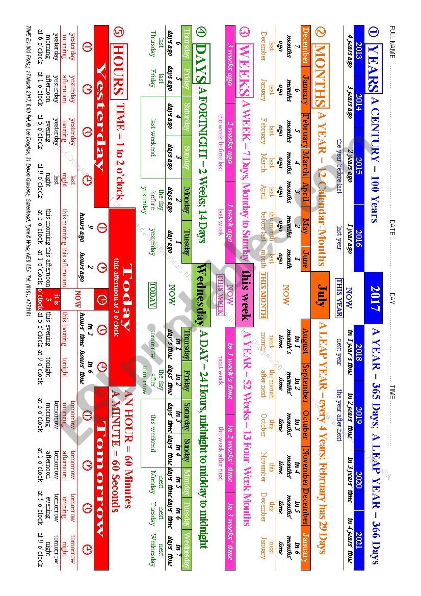 TIME 001 With 500 Time words & Phrases