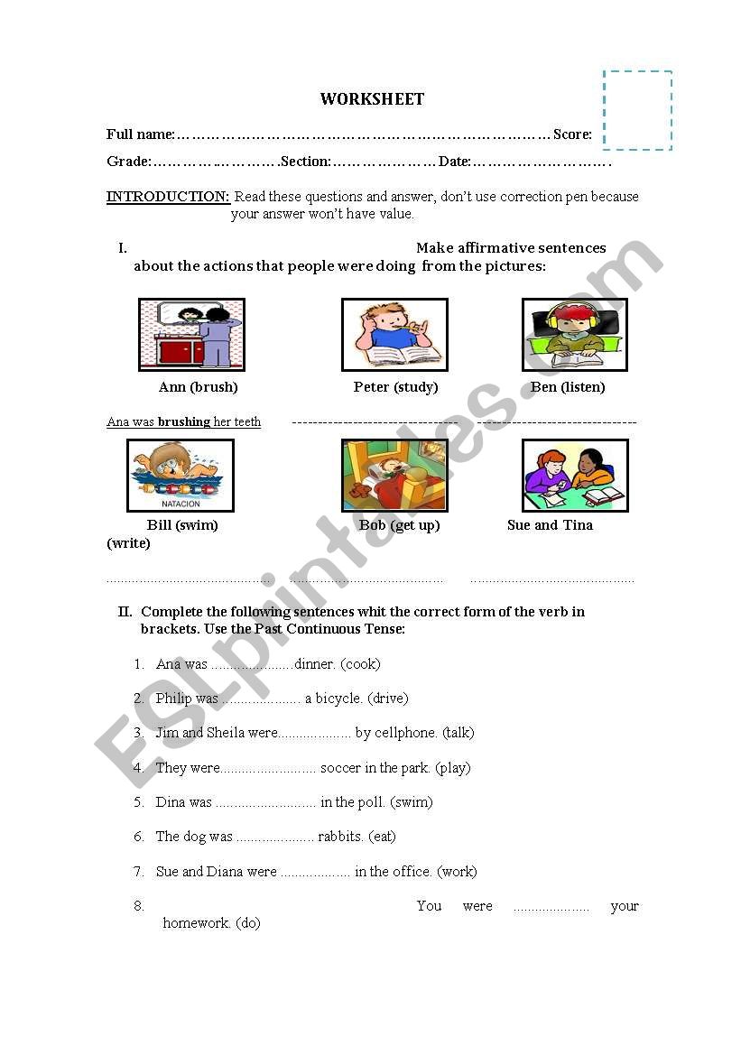 PAST CONTINUOUS worksheet