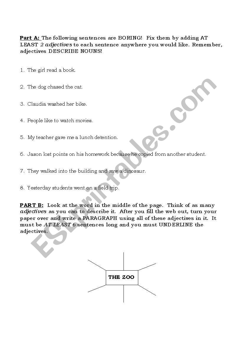 english-worksheets-adding-adjectives-to-boring-sentences