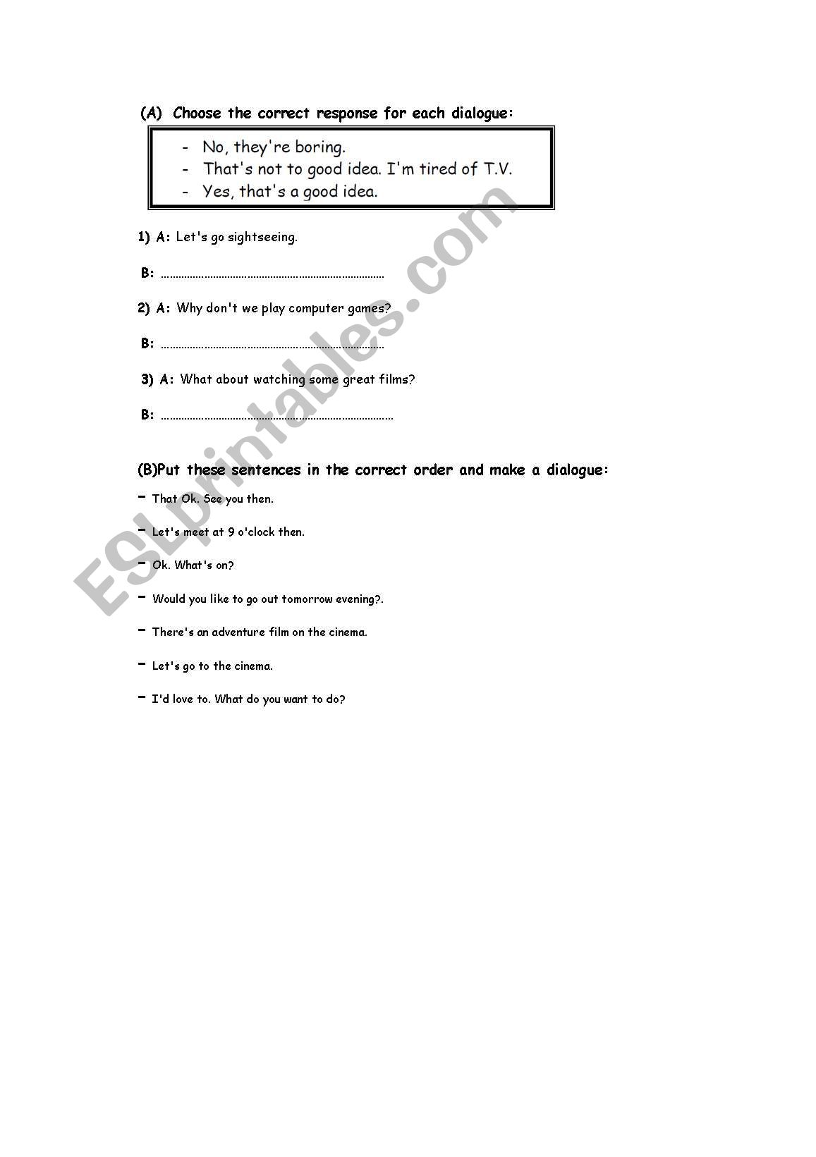 dialogue worksheet