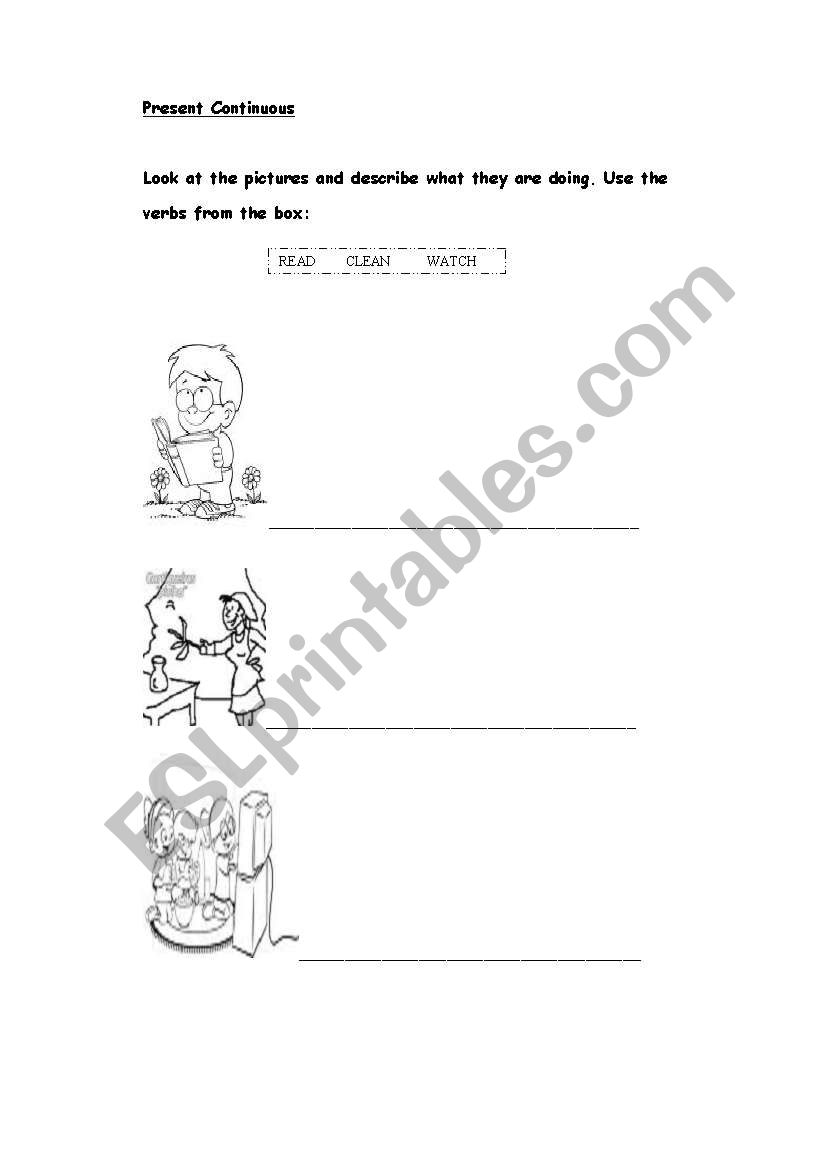 Present Continuous worksheet