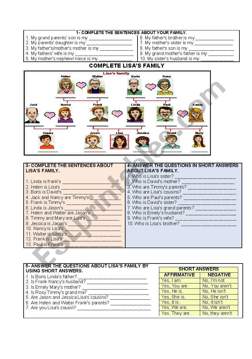 LISAS FAMILY worksheet