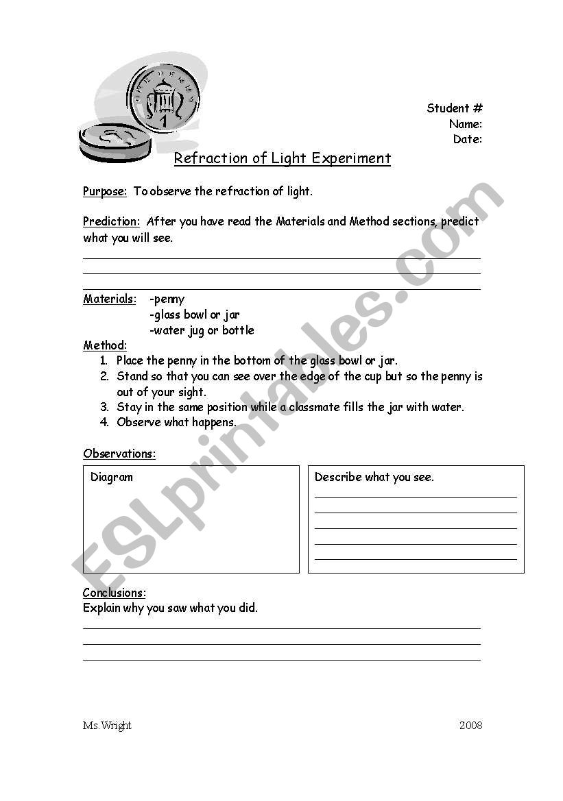 Refraction worksheet