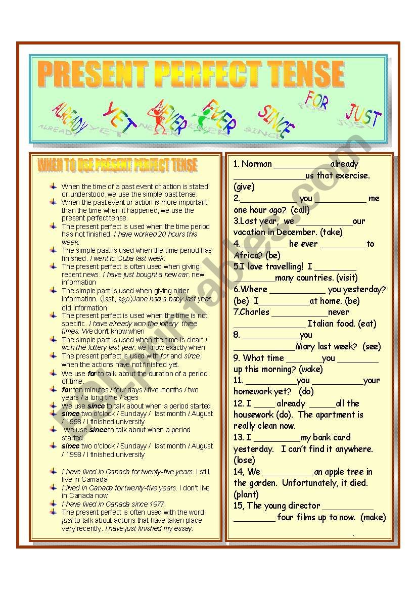 PRESENT PERFECT worksheet