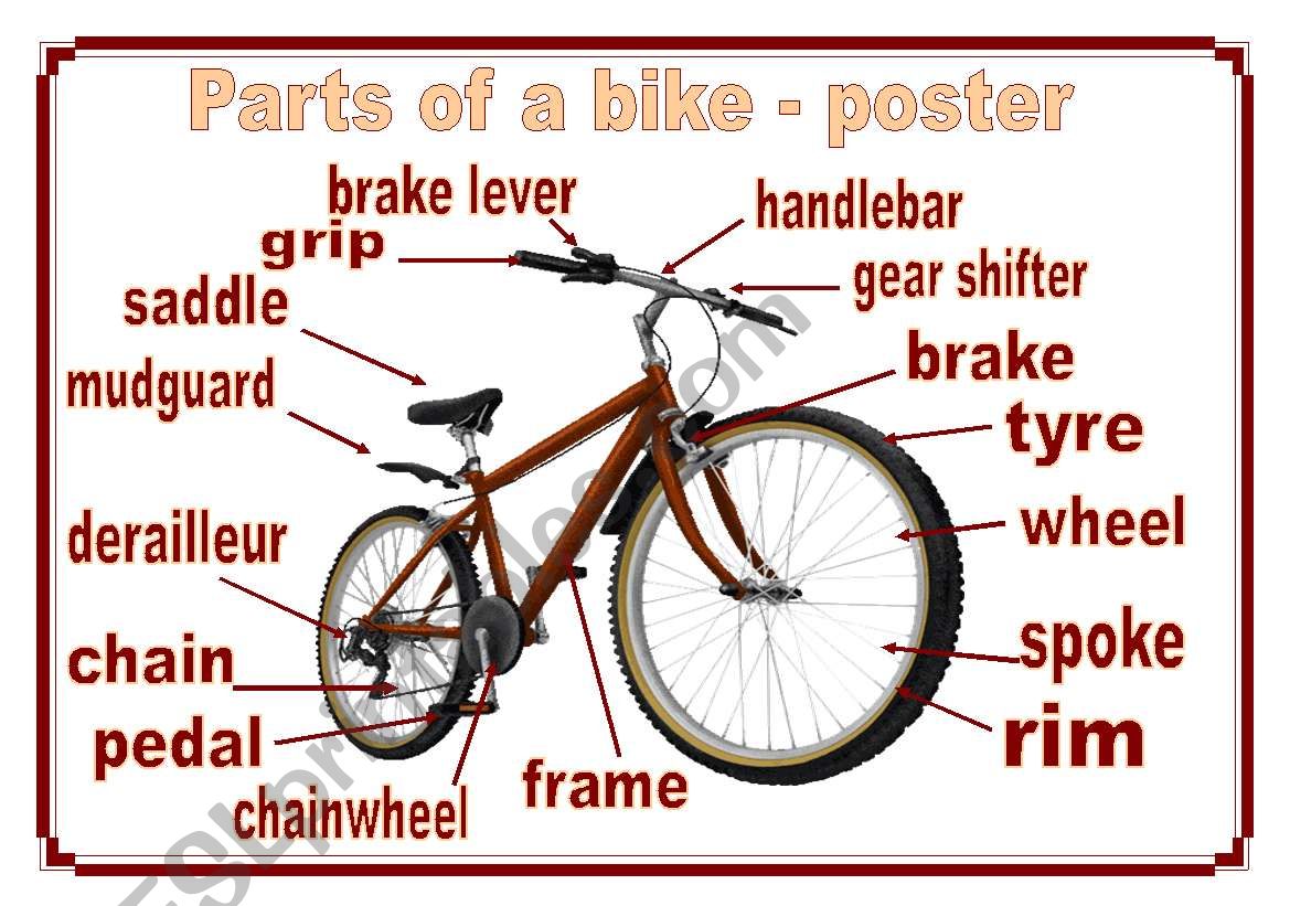 Parts of a bike - Poster + name the parts (two pages)