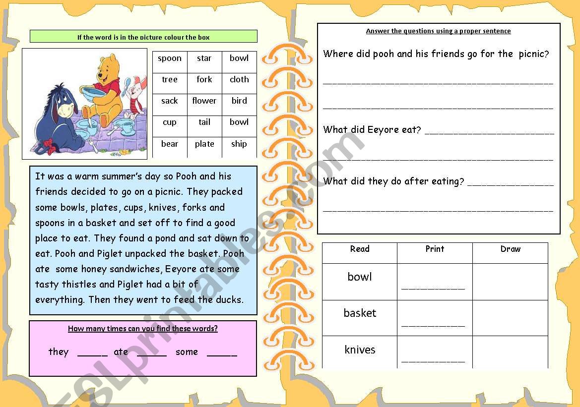 Working with words worksheet