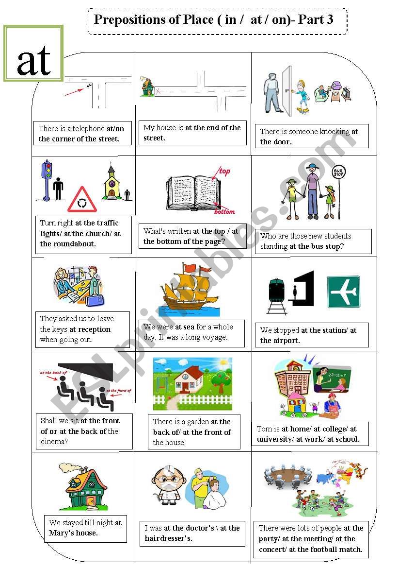 prepositions of place (in/on/at)- Part3 (Picture Grammar)