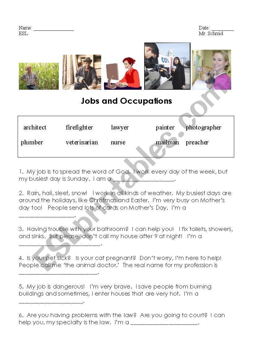 Jobs and Occupations:  Guessing With Clues